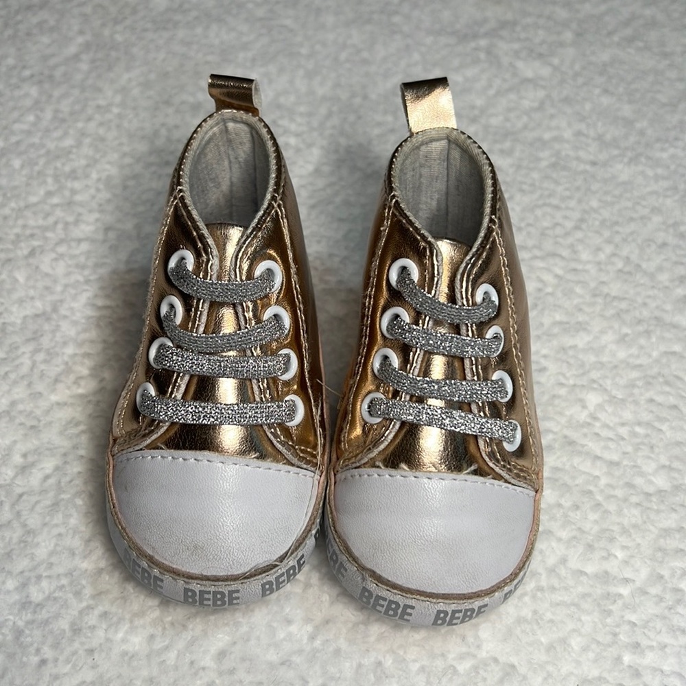 BEBE baby shoes size 2 Rose Gold color , soft bottom - Picture 2 of 6